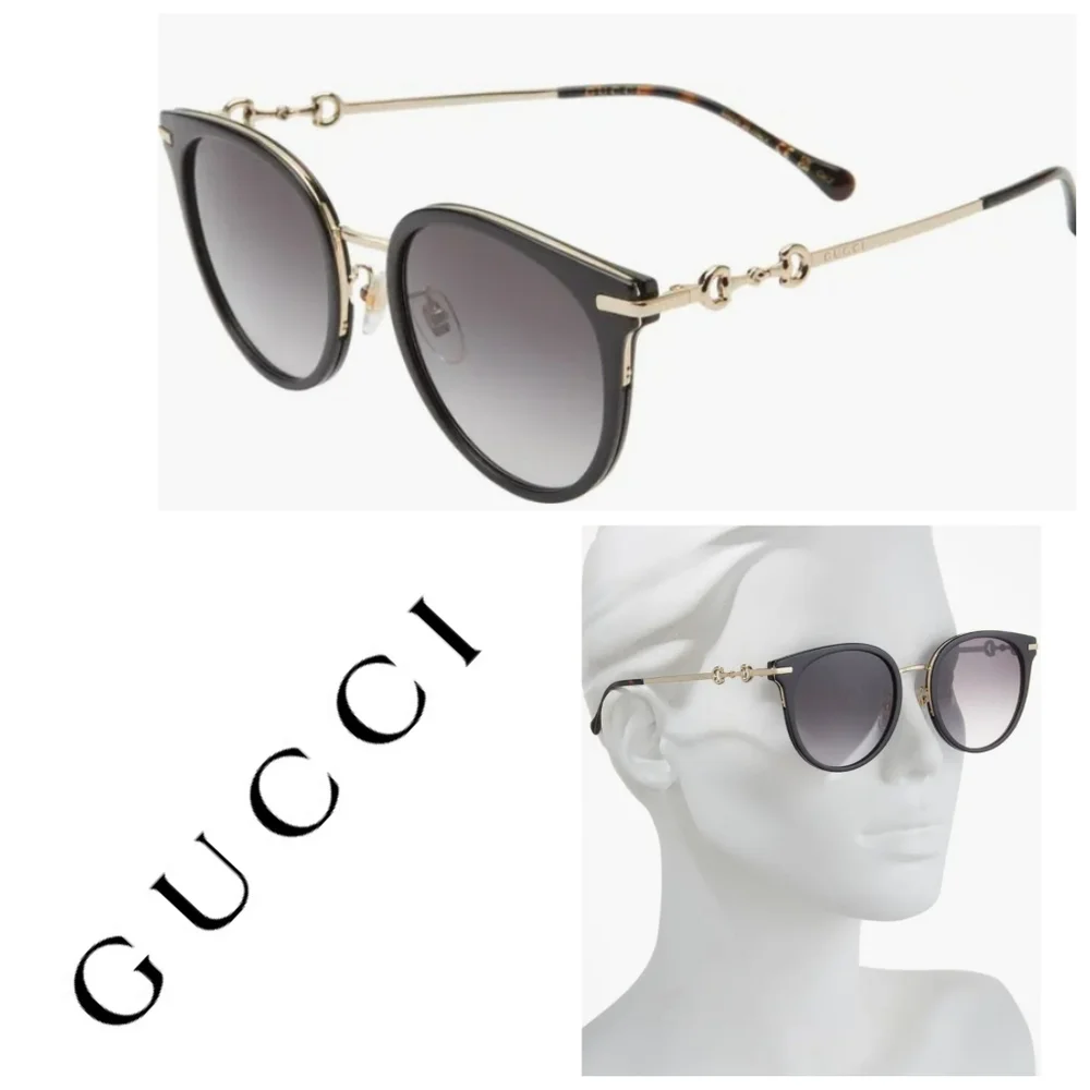 Gucci Women's Sunglasses in Black and Gold